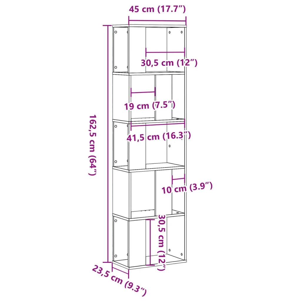 Libreria 5Ripiani Grigio Sonoma 45x23,5x162,5 Legno Multistrato 852785