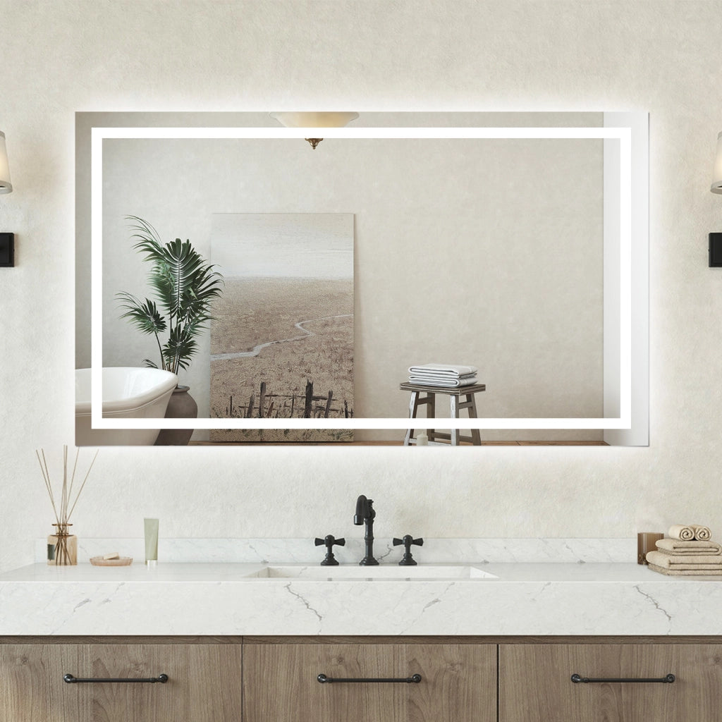 Specchio bagno Rettangolare 160x80cm Retroilluminato Con Led, Antiappannamento