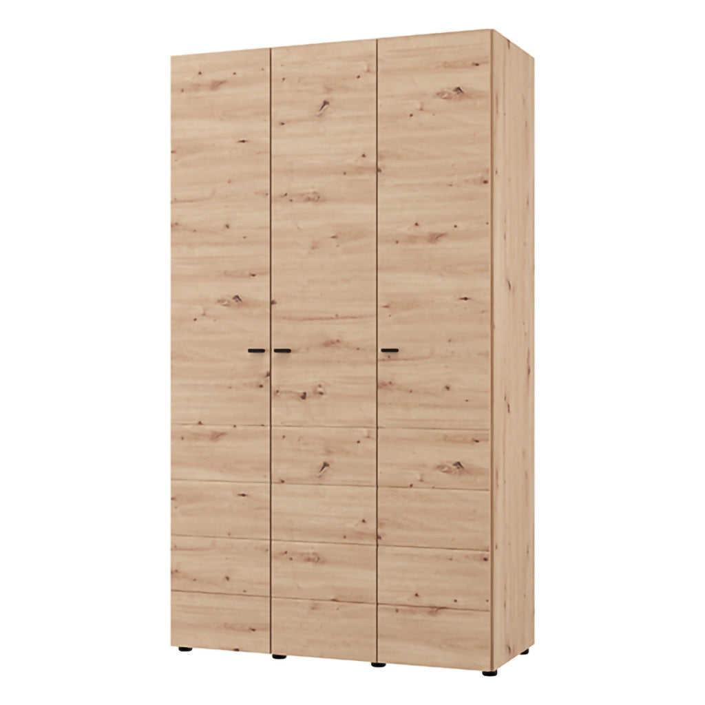 Armadio Camera da Letto Ronco, Guardaroba 3 Ante Appendiabiti, 117x52 cm Marrone Rovere Nodi