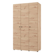 Armadio Camera da Letto Ronco, Guardaroba 3 Ante Appendiabiti, 117x52 cm Marrone Rovere Nodi