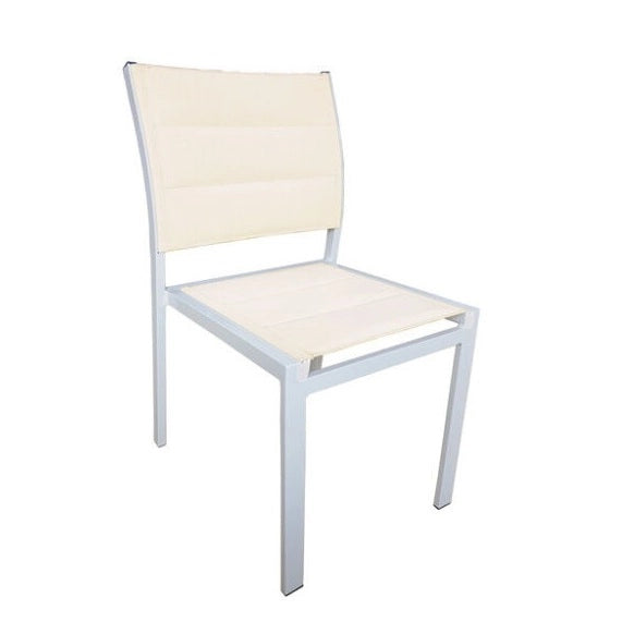 SEDIA BIANCA 55X48XH85CM IN TESSUTO E ALLUMINIO
