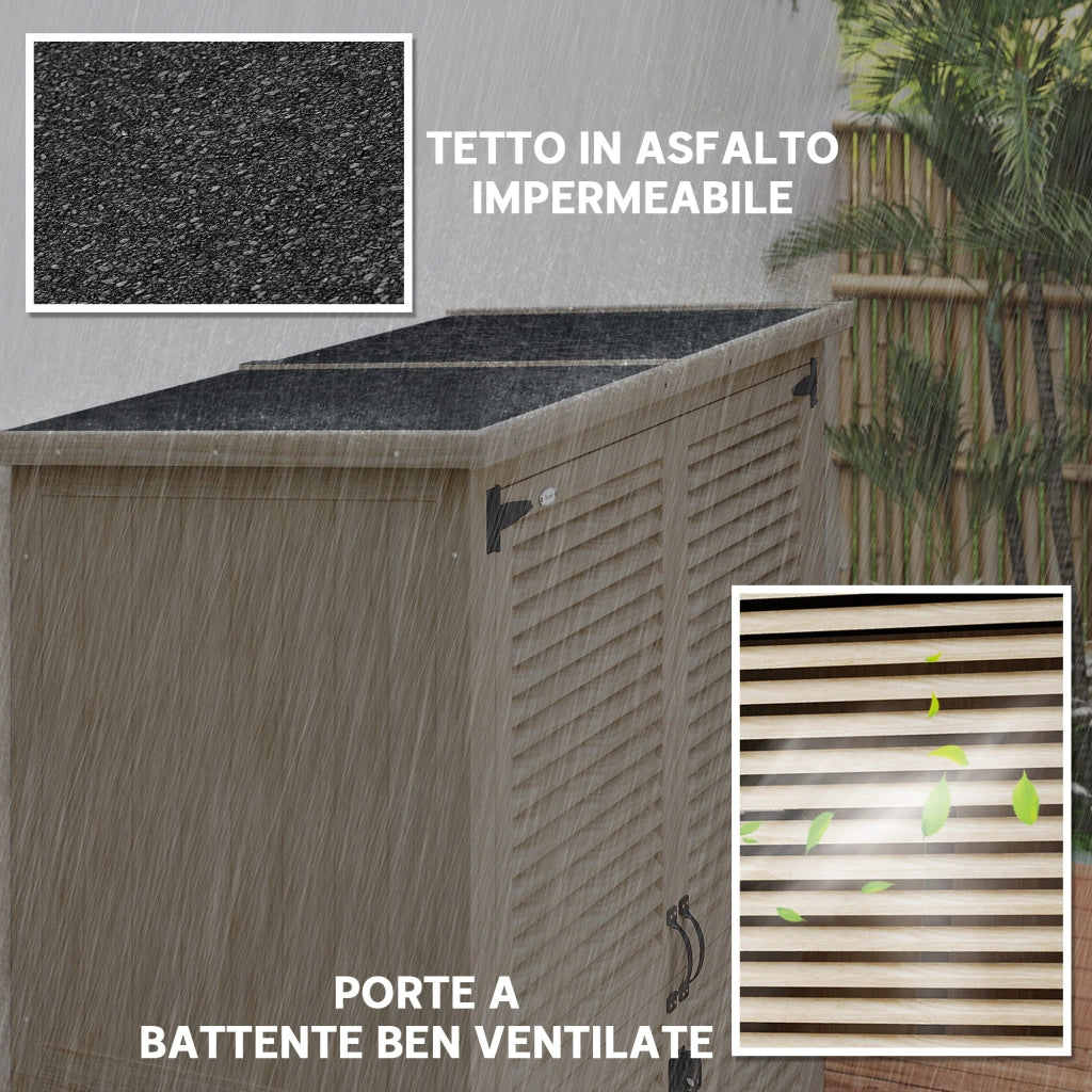 Armadio da Esterno con 2 Ripiani e Picchetti ¨C zephmum ¨C Legno di Abete 127x65x159.5/168 cm