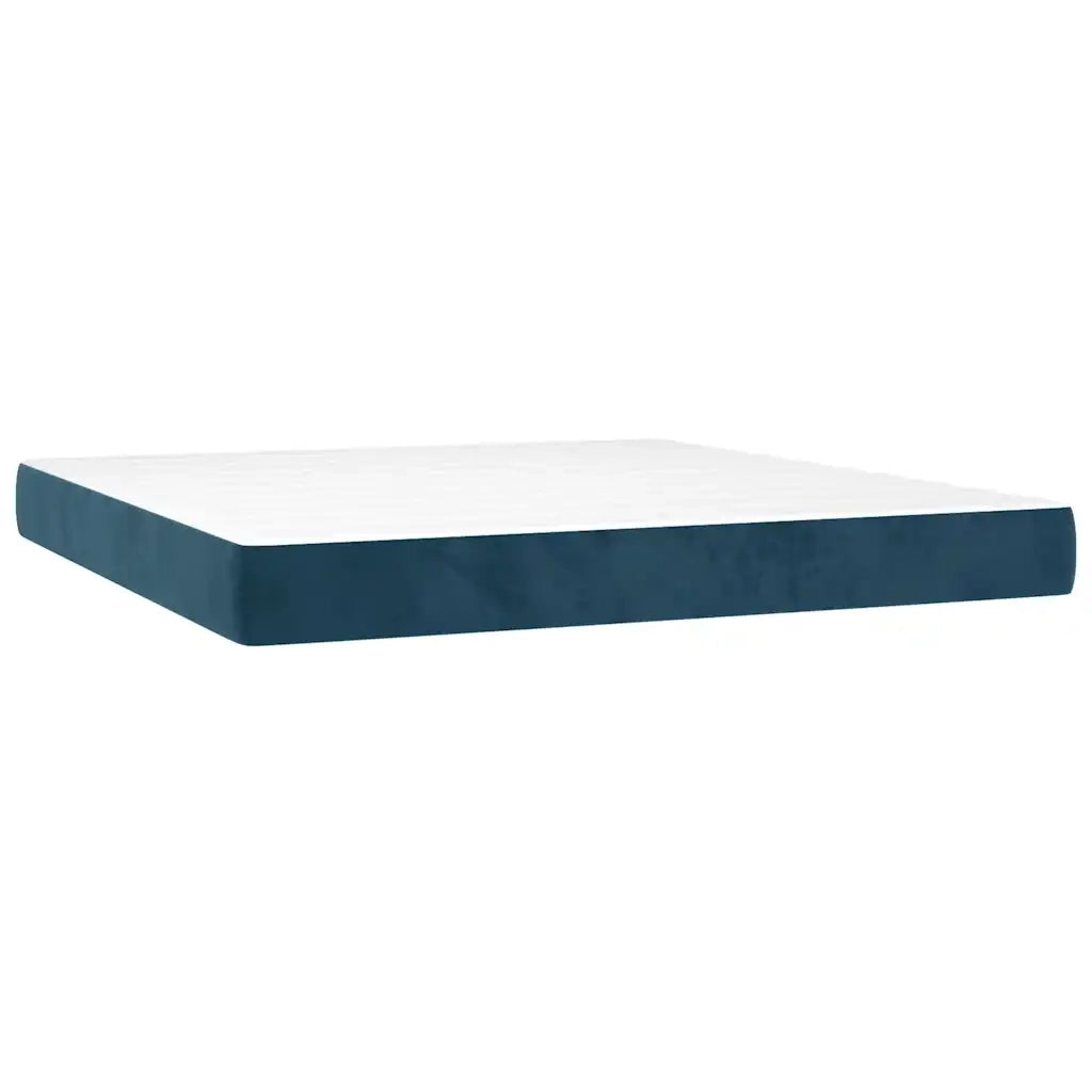 Giroletto a Molle con Materasso Blu Scuro 160x200 cm in Velluto 3127743