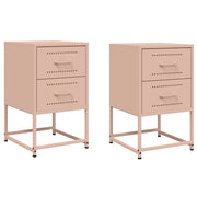 Set di 2 Comodini | Armadio da Notte | Mobiletto da notte Rosa 36x39x60,5 cm in Acciaio