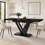 TAVOLO Allungabile 120-160x75x75,5 cm MDF Nero Effetto Marmo
