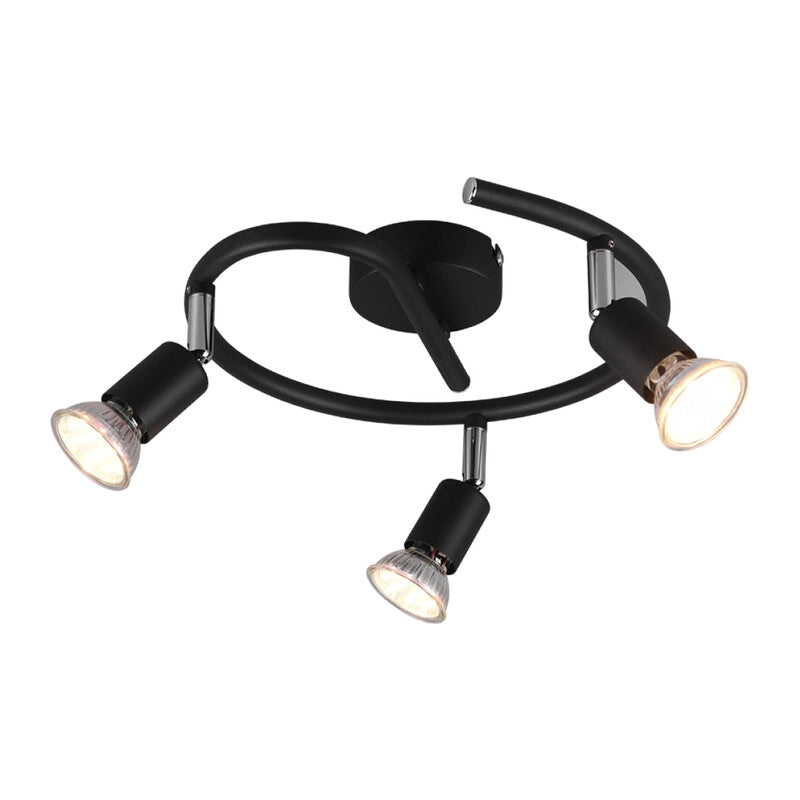 PLAFONIERA PARIS 3 LUCI GU10 NERO D. 28- 1,0 pz