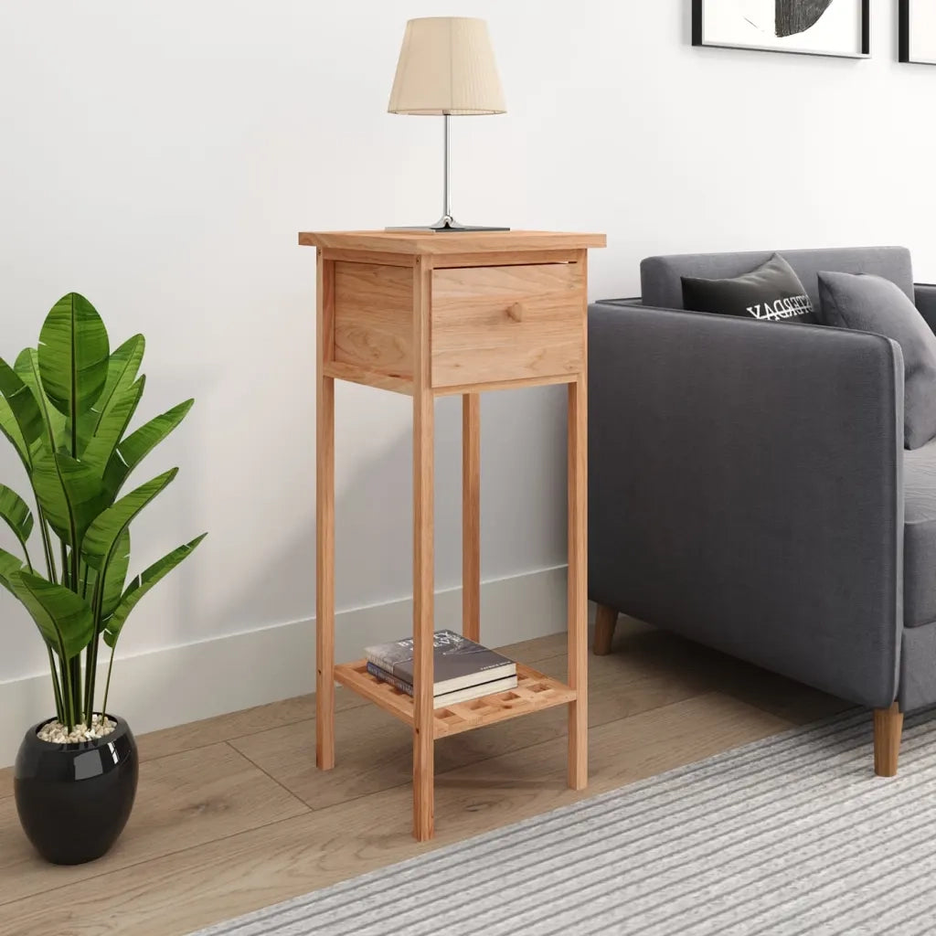 Tavolino | Tavolo laterale con Cassetto 25x25x60 cm Legno Massello di Noce