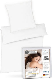 Lenzuola da letto 135 x 200 cm in cotone di alta qualità rinforzato, certificato Ökotex, soffice e morbido, progettato in Germania, set da letto 135 x 200 cm e cuscino 80 x 80 cm, lavabile a 60 °C