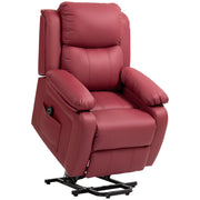 Poltrona Alzapersona Reclinabile con Poggiapiedi e Telecomando, in Pelle PU, 76x90x105 cm, Rosso
