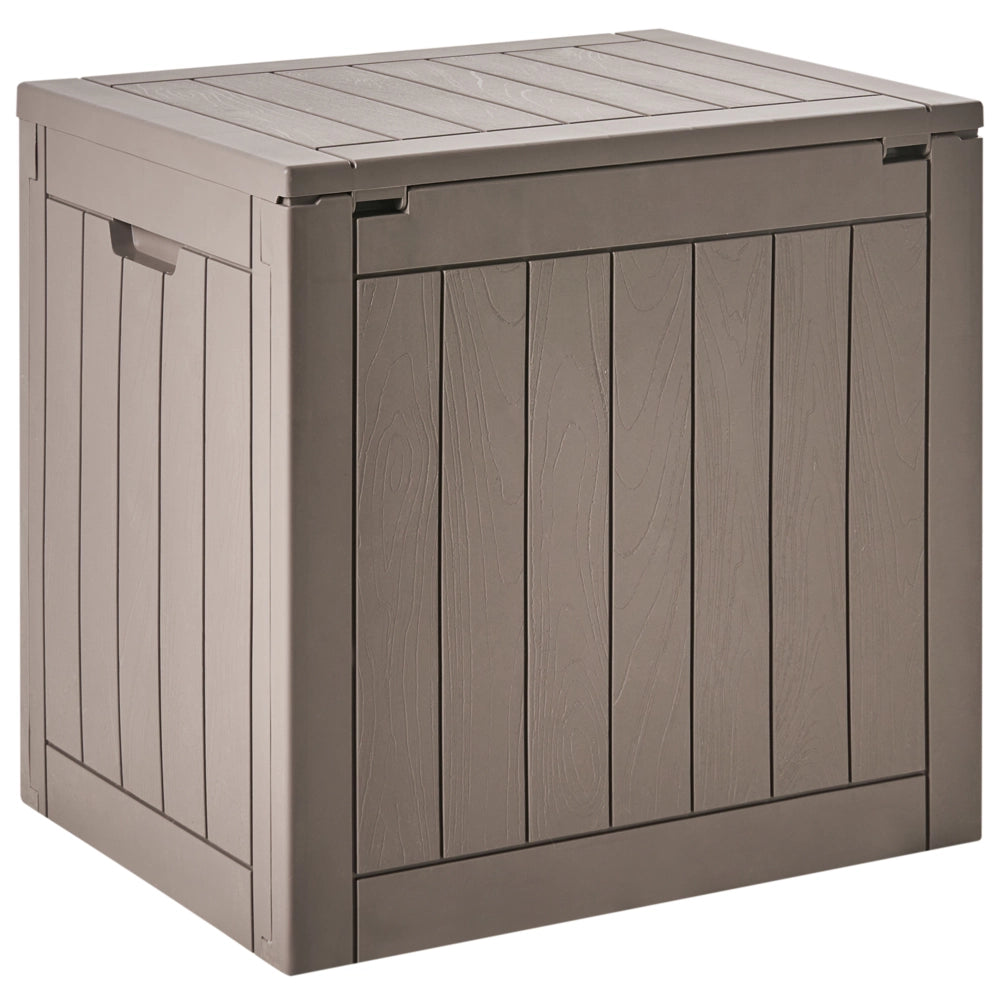 Panca da giardino in plastica marrone per esterni 116 x 60 cm con maniglie e rotelle Cassetta porta attrezzi da esterno