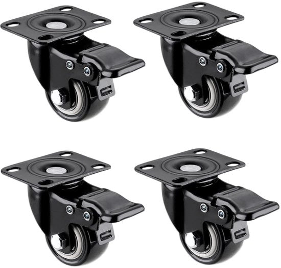 Set di ruote mobili per 280 kg - Set di 4 ruote mobili - Ruote mobili con freno - Ruote per mobili - Ruote in nylon - Ruote con ammortizzazione e silenzio