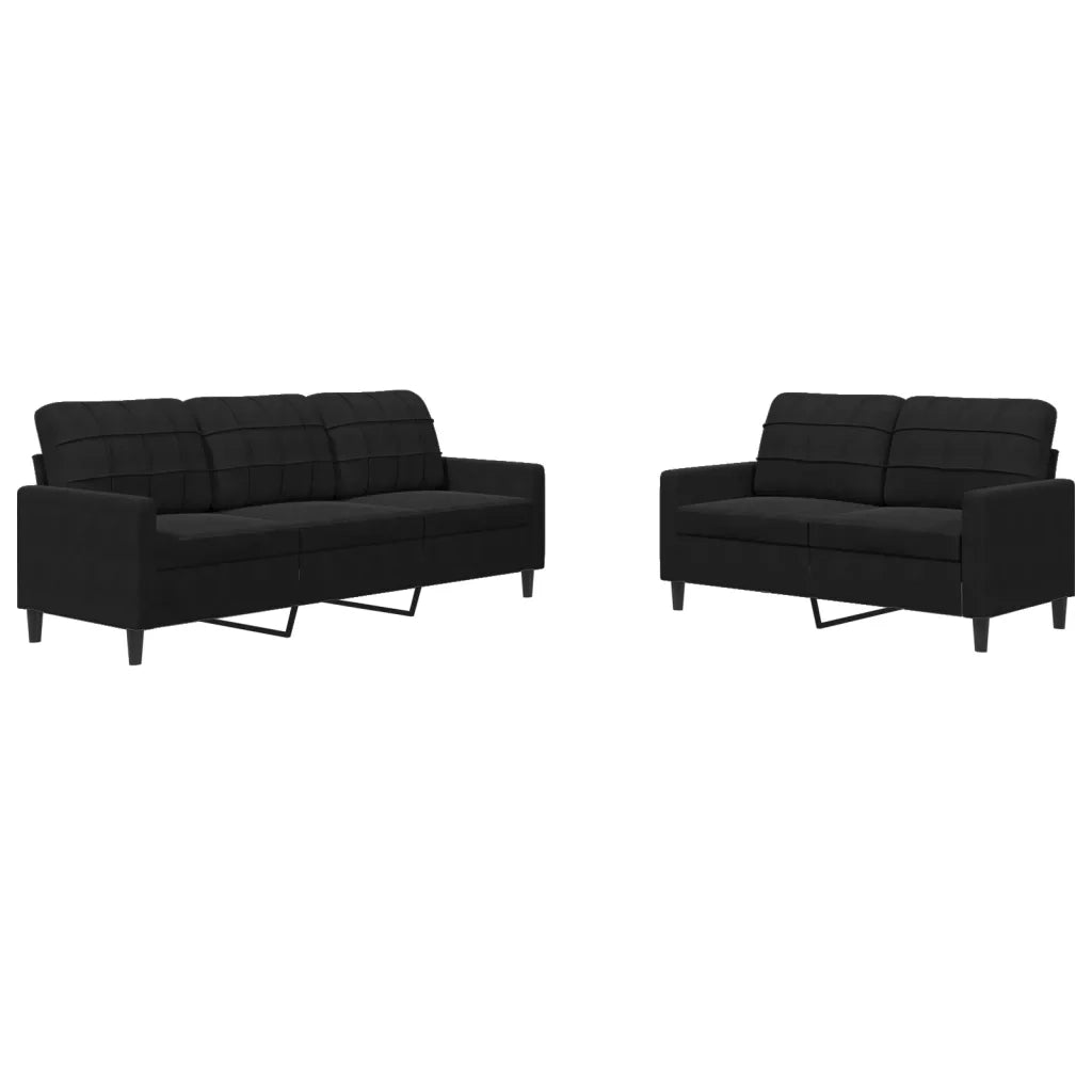 vidaXL Set di Divani 2 pz con Cuscini Nero in Velluto