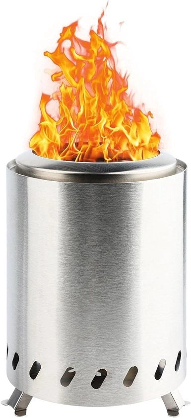 Fornello da Tavolo Portatile - Acciaio Inossidabile, Basso Fumo, con Piatto di Cenere Rimovibile e Borsa da Trasporto, 15x15x19cm, Piccolo Fornello da Campo Portatile per Campeggio e Giardino Esterno