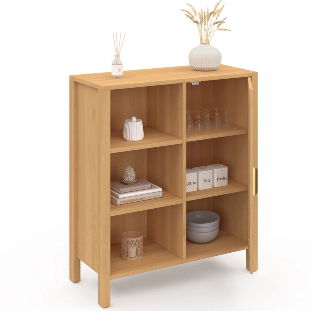 IDMarket - EDHEN Aparador y armario de 3 estantes con caña 70 cm