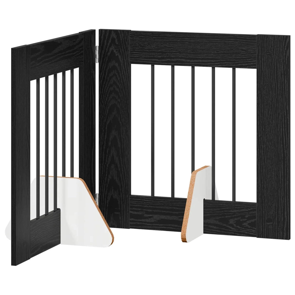 Cancello per cani con supporti 2 pz Rovere Nero 60 x 60 cm CFW9524790