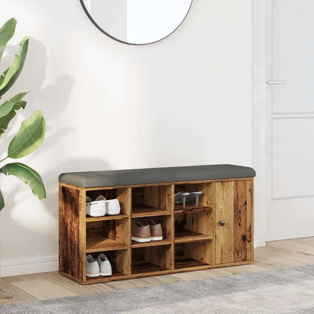 Panca Porta Scarpe Legno Antico 102x32x50 cm Legno Multistrato 857621