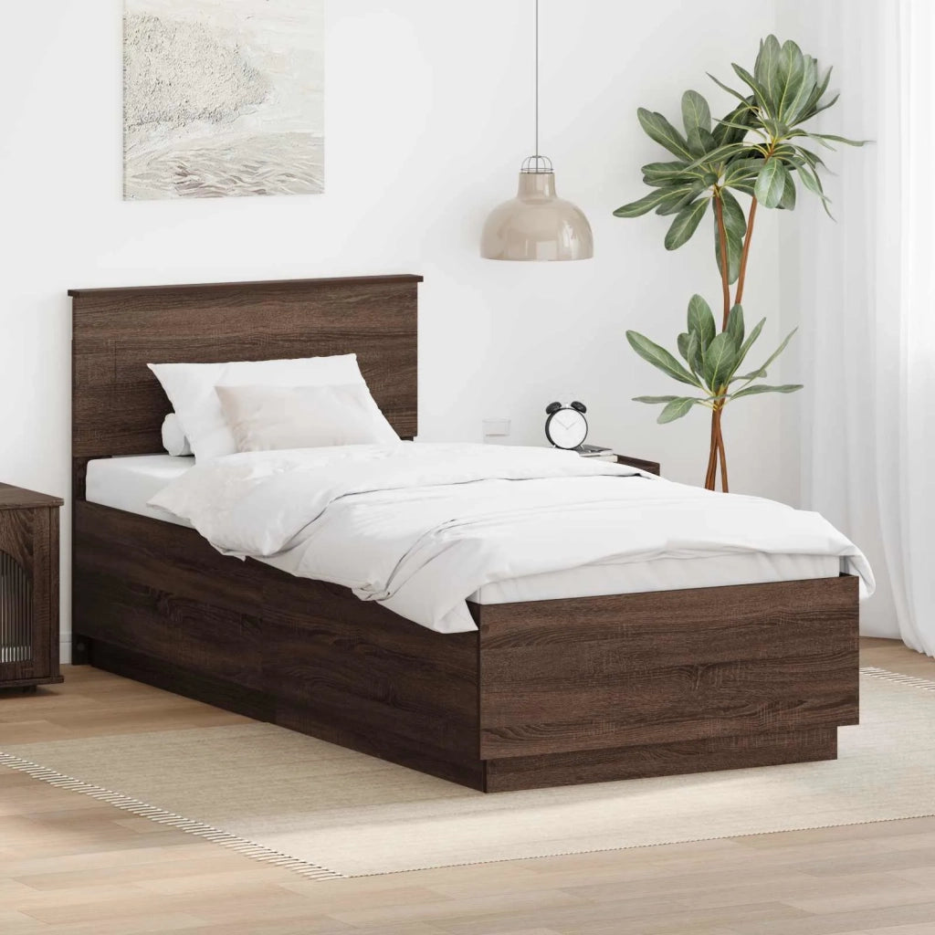 Struttura del letto con testiera Rovere Marrone 70 x 190 cm 3408130