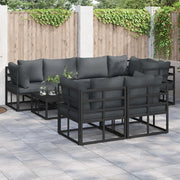 Set Divano da Giardino con cuscino 7 pcs Nero Acciaio 3378951