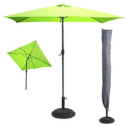 L'indispensabile estate: Ombrellone inclinabile verde mela + custodia anti-UV + piedi in cemento 25Kg