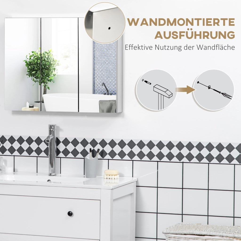 Armadietto Bagno con Specchio ¨C Zephmum ¨C Bianco 70x12x55 cm