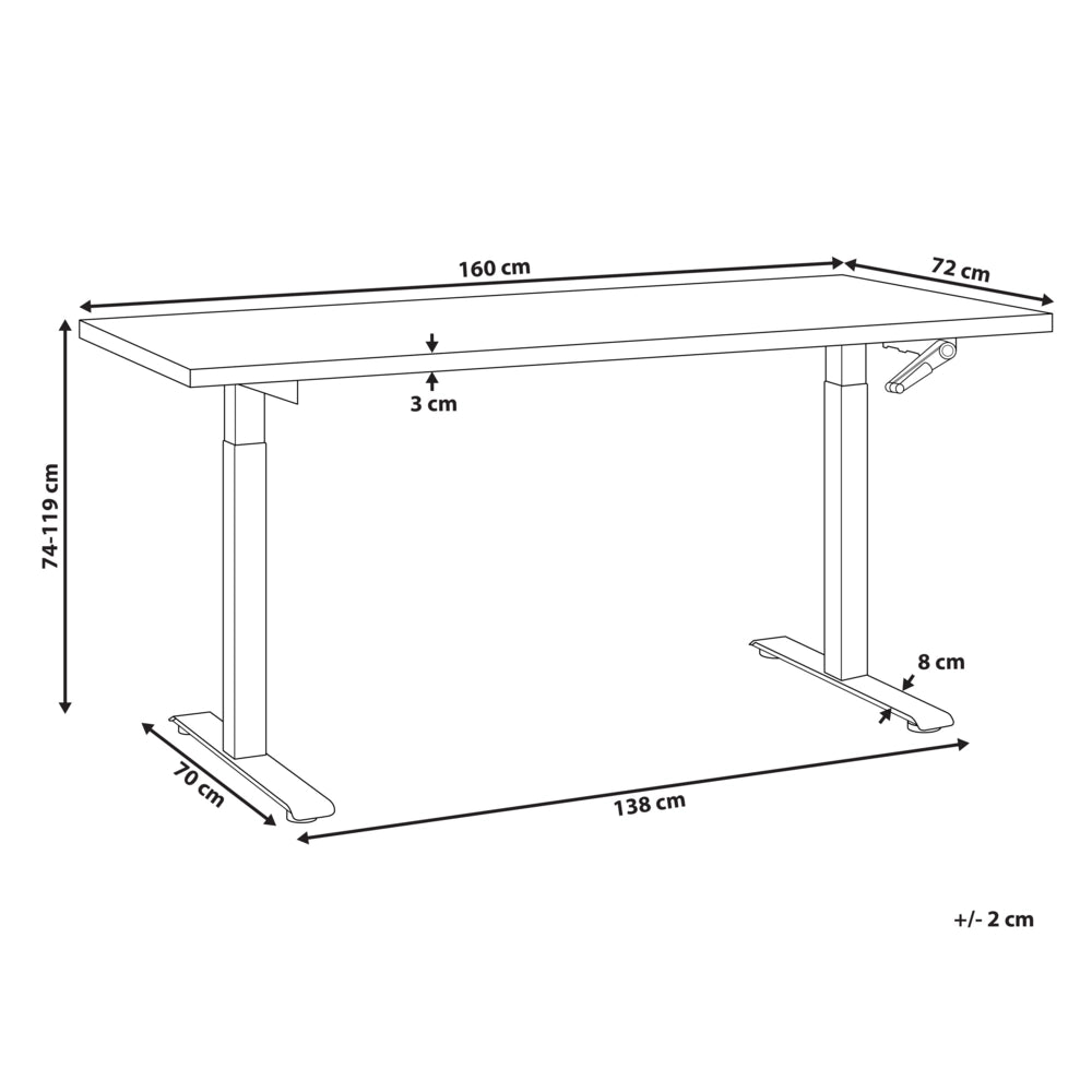 Scrivania regolabile manualmente in altezza Piano del tavolo legno nero Telaio in acciaio grigio 120 x 72 cm Piedi quadrati Design moderno Ufficio