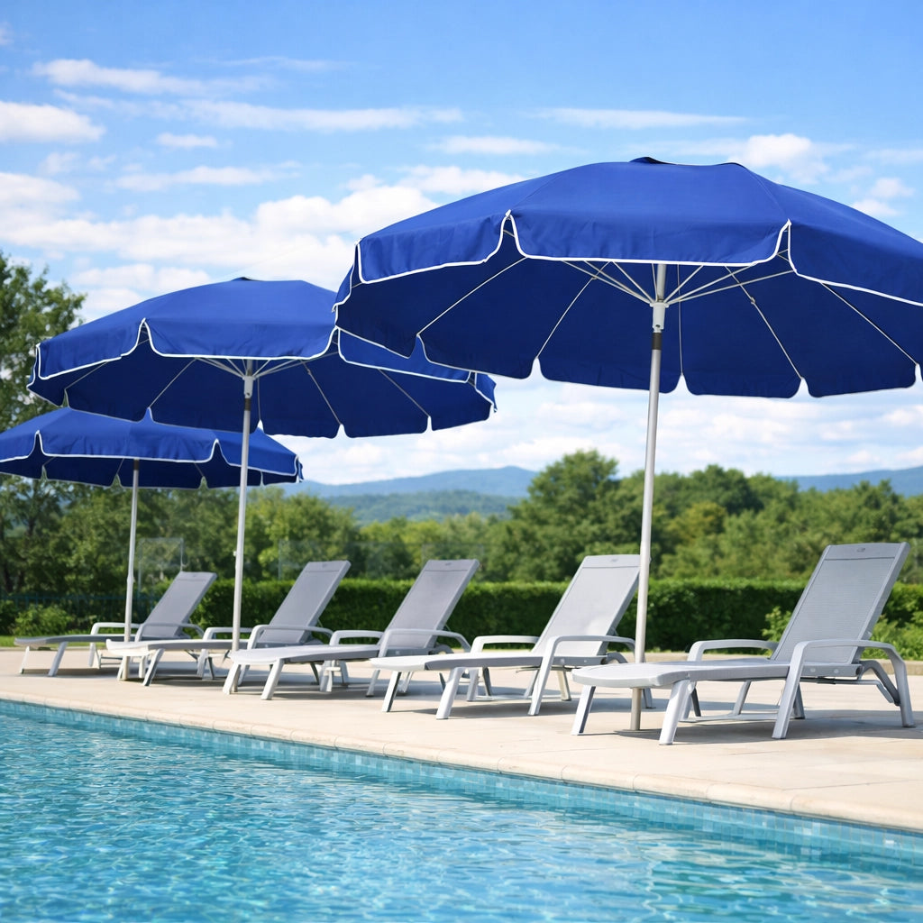 Ombrellone Mare Spiaggia 200 cm 12 Stecche Antivento Alluminio UV50+ Inclinabile Custodia Blu