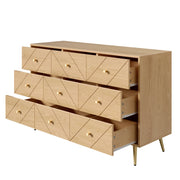 Cassettiera con 9 Cassetti e Gambe in Ferro; Motivi Geometrici; Stile Moderno; Camera; in Pannello Truciolare; Naturale; 120??39??80 cm