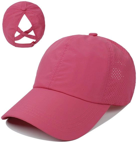 Cappello da Baseball per Donne con Crocchia Alta e Messa, Cappello con Crocchia Regolabile e Fodera a Mesh, colore Rosso Arancio