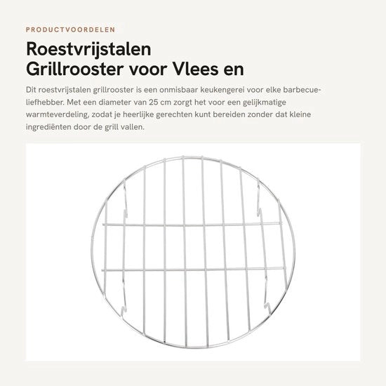 Accessorio per BBQ portatile - Rostello in acciaio inossidabile - Distribuzione di calore uniforme - Adatto per carne/ pesce/ verdure - Resistente al calore - Dimensioni: 24 x 25 x 4 cm - Rostello per barbecue