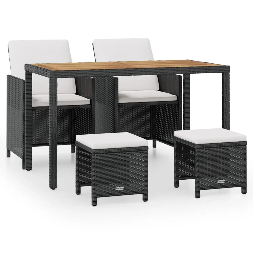Set da Pranzo da Giardino 5 pz Polyrattan e Legno Acacia Nero 42529