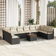 Set Divano da Giardino con cuscino 11 pcs Nero polyrattan 3347754