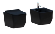 Coppia Sanitari Sospesi Rimless Senza Brida Serie New Edge Nero Opaco Coprivaso Soft-Close Incluso
