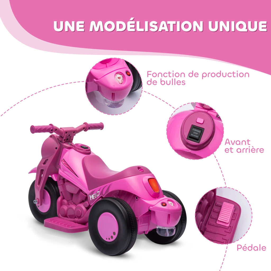 Moto Elettrica Bambini 3 Ruote ¨C Zephmum ¨C Rosa 6V