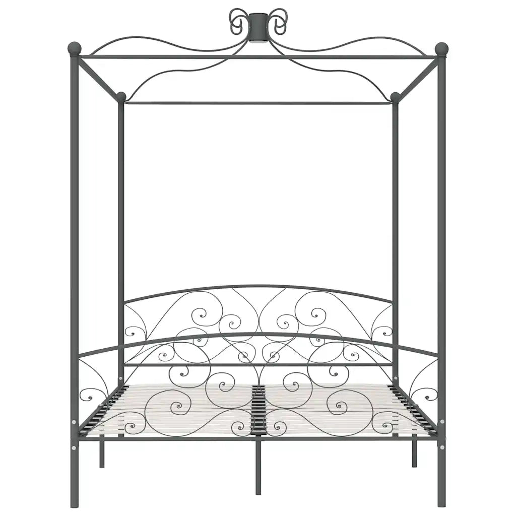 Letto a Baldacchino Grigio in Metallo 180x200 cm 284485