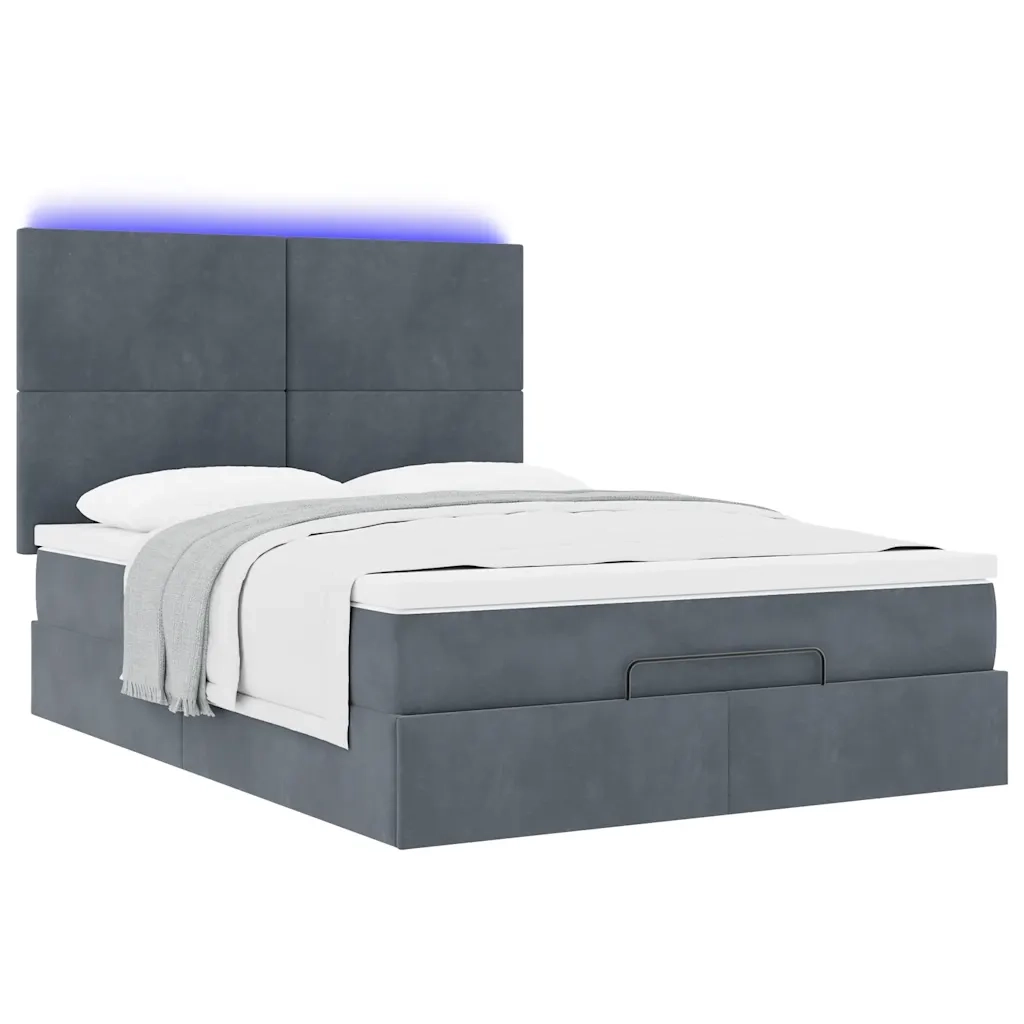 Struttura Letto Pouf con Materassi 140x190 cm Velluto 3314247
