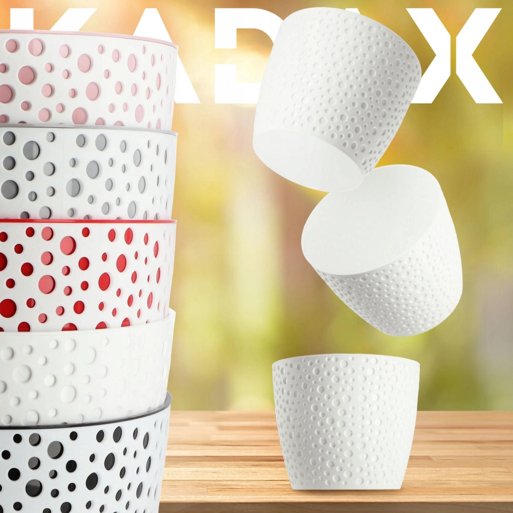 Vaso da fiori KADAX, vaso da fiori, coperchio rotondo, supporto per fiori in plastica, 21 cm, bianco
