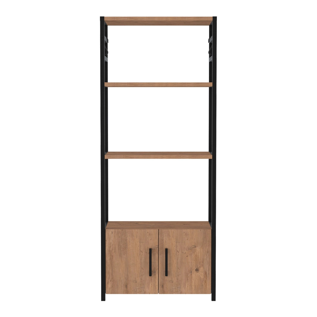 Scaffale da Cucina Arhuni a 3 Piani Armadio e Ganci 139 x 56 x 30 cm - Effetto Rovere/Nero [en.casa]