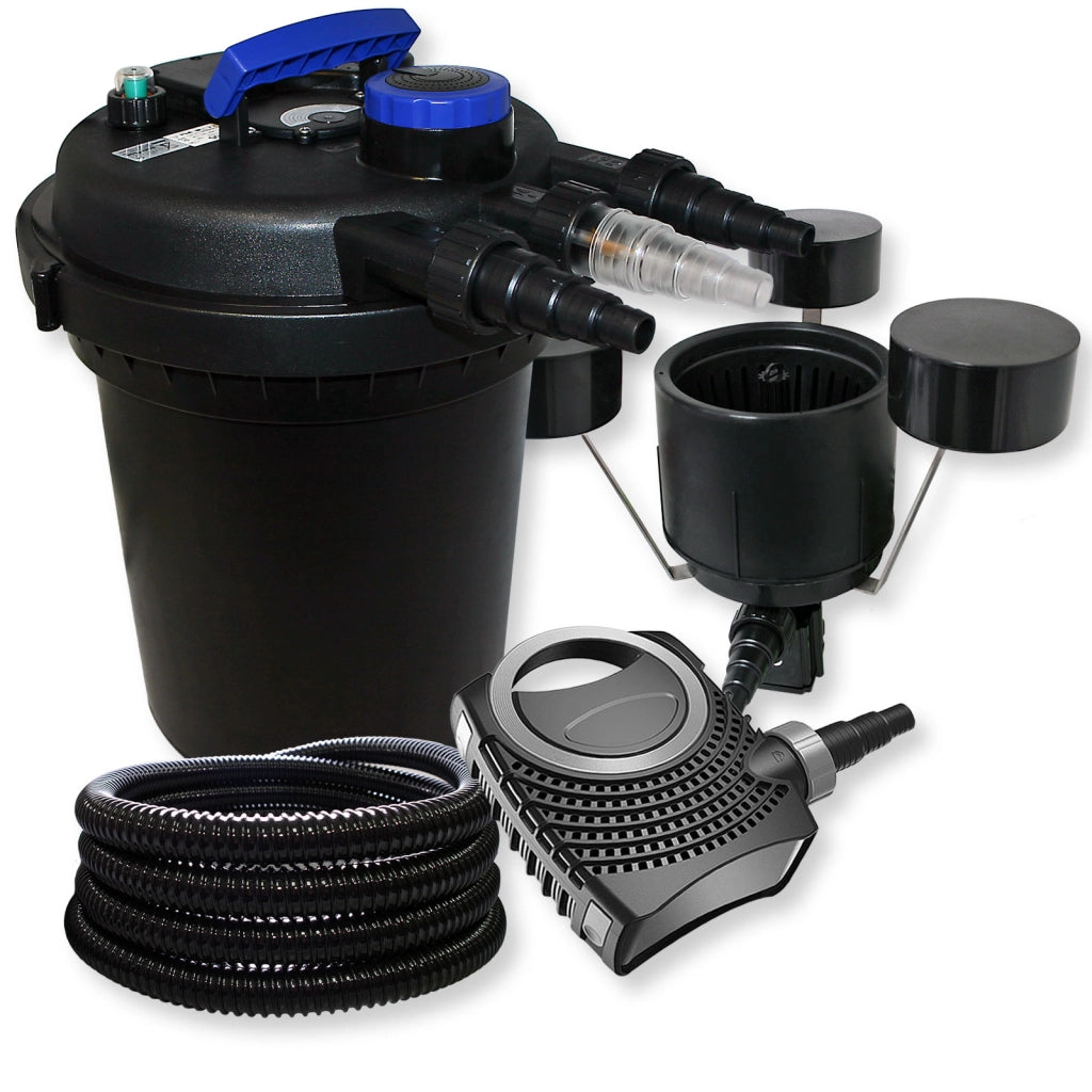 Set Filtro a pressione 6000l UVC 11W Pompa NEO8000 70W Tubo 25m Skimmer CSP-250