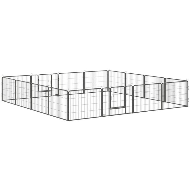 RECINTO PER CANI E CUCCIOLI CON 16 PANNELLI MODULABILI E 2 INGRESSI 80X1.5X60CM