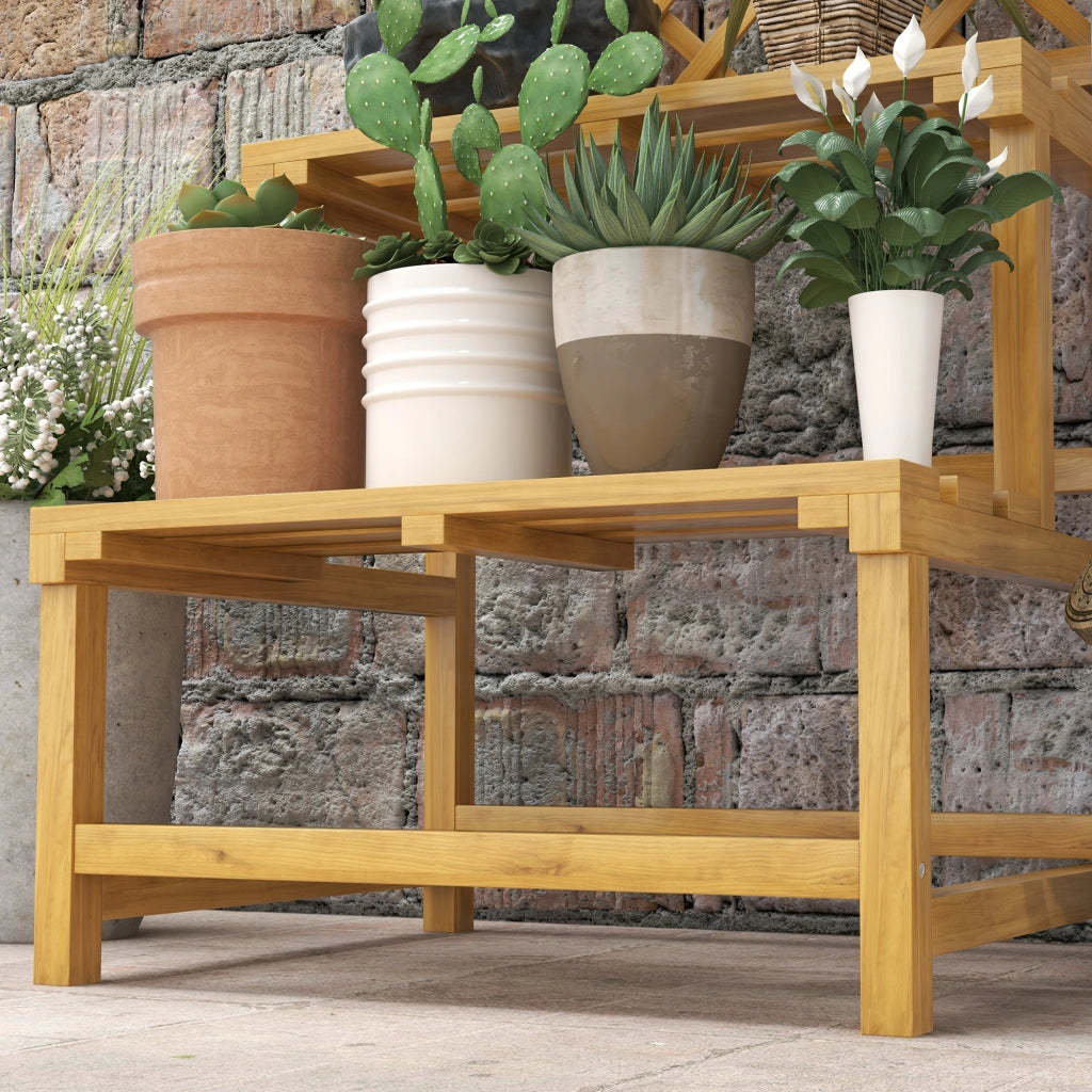 Portafiori in legno a 2 livelli con griglia posteriore, 60 x 50 x 166 cm, giallo
