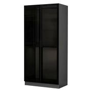 Armadio Camera da Letto Moconesi, Guardaroba 2 Ante Appendiabiti, 90x210h cm Nero Antracite