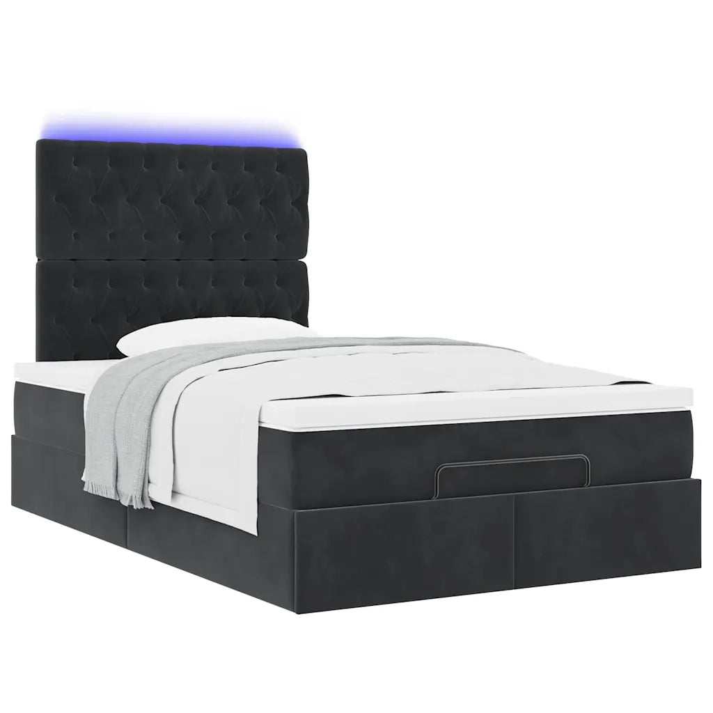 Struttura Letto Pouf con Materasso Nero 120x190 cm in Tessuto 3314074