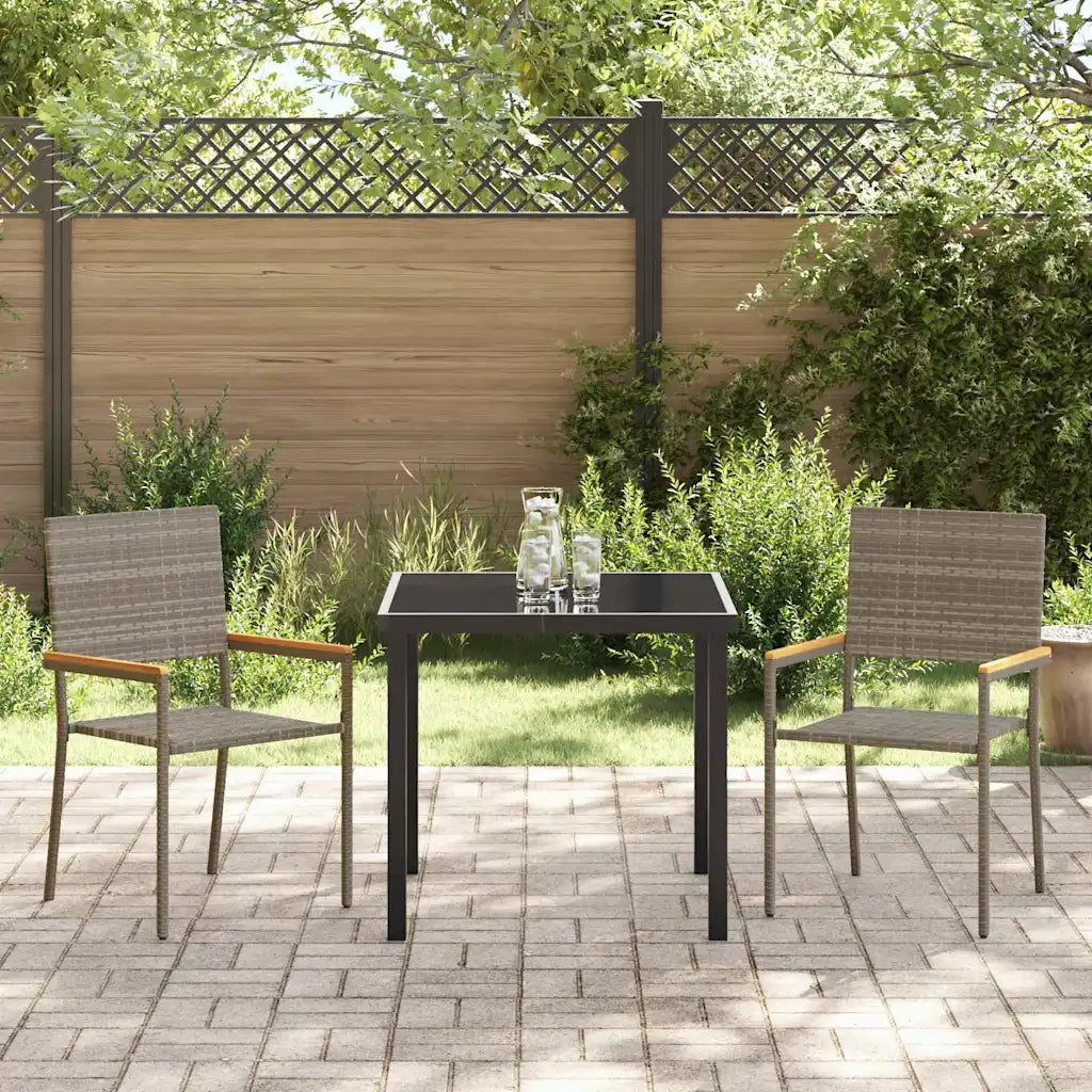 Set da Pranzo per Giardino con cuscino 3 pcs Grigio polyrattan 3379709