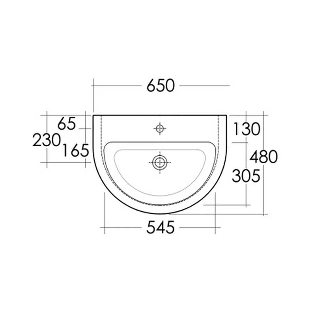 Lavabo sospeso 65 cm serie Moon