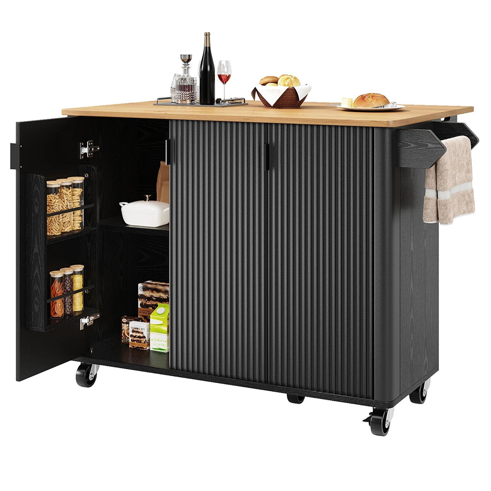 Isola cucina 3 ante - Xylo - 130x45x92cm bianco/nero legno