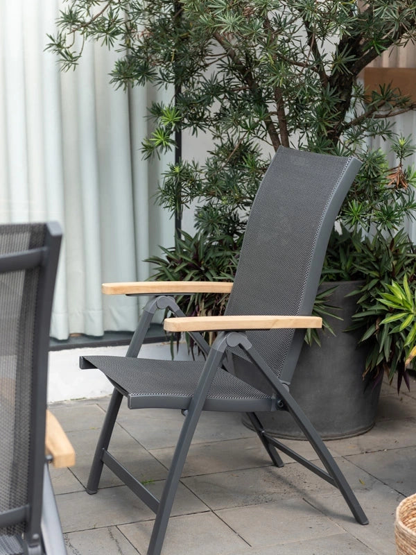 Essence - Poltrona pieghevole - ALU con braccioli in teak
