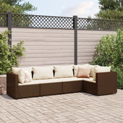 vidaXL Set Divani da Giardino 5 pz con Cuscini Marrone in Polyrattan