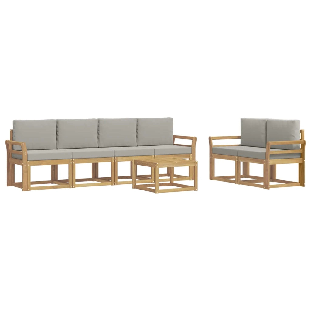 Set di divani da esterno 7 pz Bianco e Grigio Chiaro Poliestere 3387280
