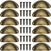 Maniglie per cassetti in antico bronzo - 12 pezzi - con viti - 82 mm - maniglie a forma di semicerchio per retro della porta