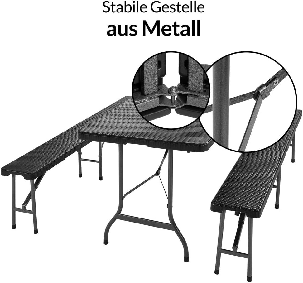 Set Mobili da Birreria 180 cm Pieghevole 2x Panca da Sagra 1x tavolo XL Set Outdoor Campeggio Interno Esterno